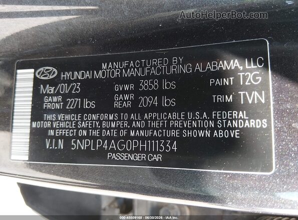 5NPLP4AG0PH111334 2023 HYUNDAI ELANTRA Серый Вид подкапотного пространства