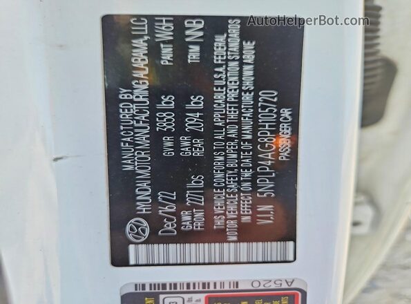 5NPLP4AG8PH105720 2023 HYUNDAI ELANTRA White Engine compartment view