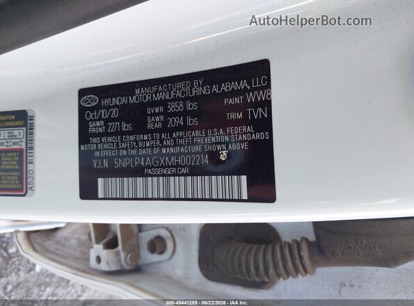 5NPLP4AGXMH002214 2021 HYUNDAI ELANTRA White Engine compartment view