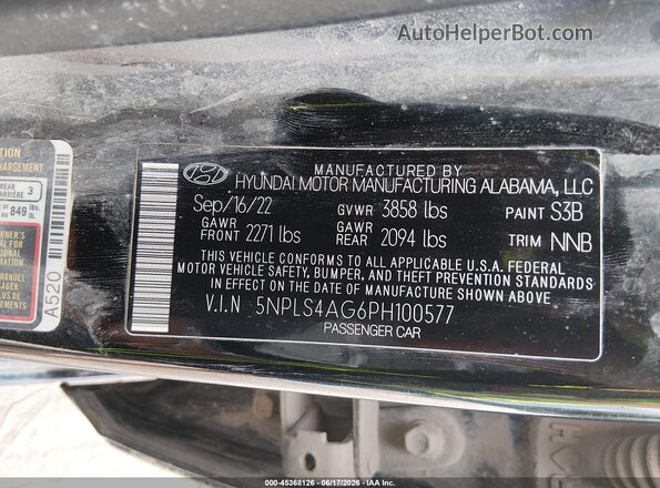 5NPLS4AG6PH100577 2023 HYUNDAI ELANTRA Black Vista del compartimento del motor