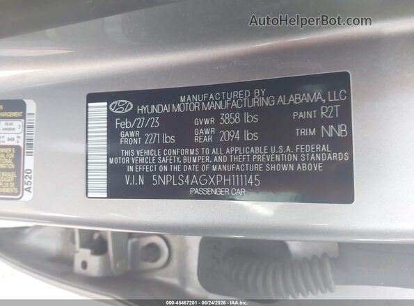 5NPLS4AGXPH111145 2023 HYUNDAI ELANTRA Gray Вид підкапотного простору