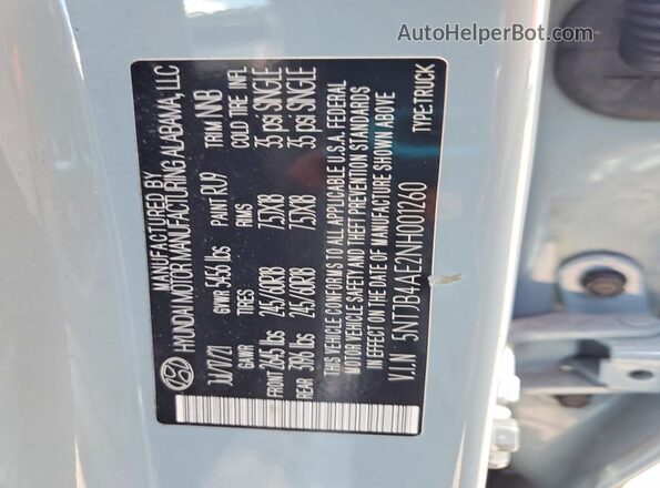 5NTJB4AE2NH001260 2022 HYUNDAI SANTA Blue Engine compartment view