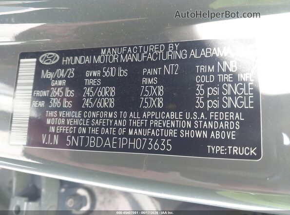 5NTJBDAE1PH073635 2023 HYUNDAI SANTA CRUZ Gray Вид підкапотного простору