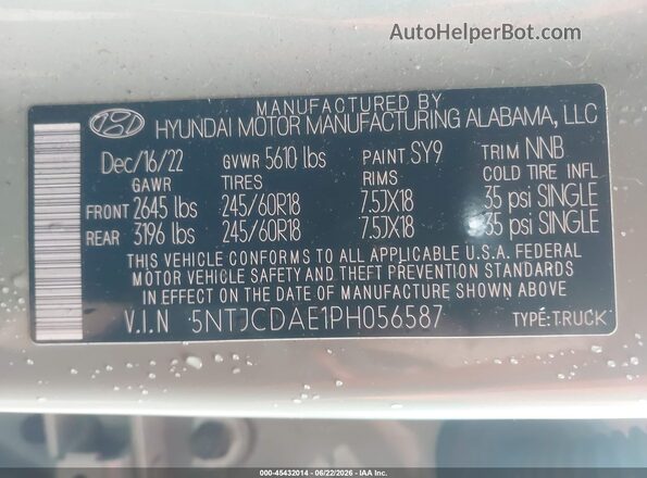 5NTJCDAE1PH056587 2023 HYUNDAI SANTA CRUZ Зеленый Вид подкапотного пространства