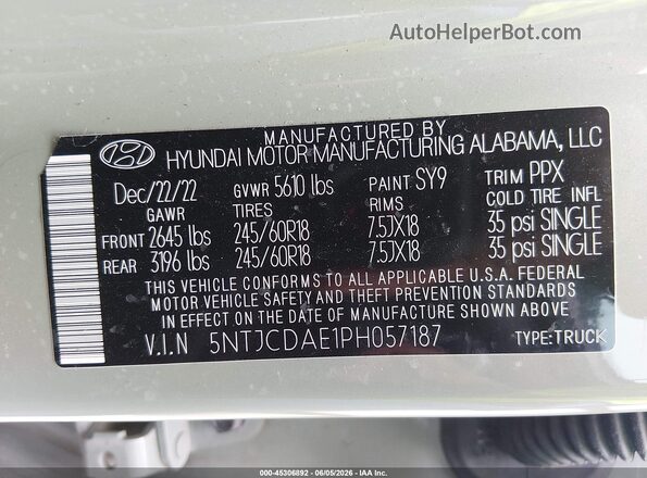 5NTJCDAE1PH057187 2023 HYUNDAI SANTA CRUZ Green Vista del compartimento del motor