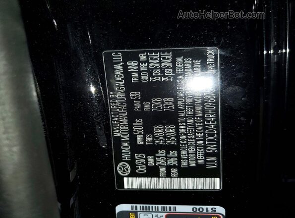 5NTJCDAE4RH096875 2024 HYUNDAI SANTA Black VIN sticker view