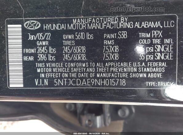 5NTJCDAE9NH015718 2022 HYUNDAI SANTA CRUZ Black Շարժիչի բաժամունքի տեսք