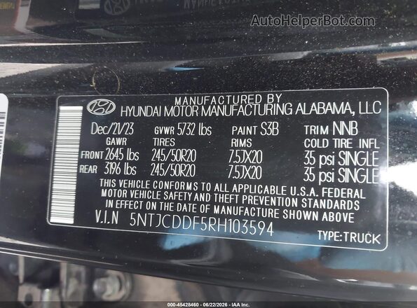 5NTJCDDF5RH103594 2024 HYUNDAI SANTA CRUZ Black Widok komory silnika