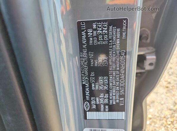 5NTJDDAF4NH001540 2022 HYUNDAI SANTA Серый Вид подкапотного пространства