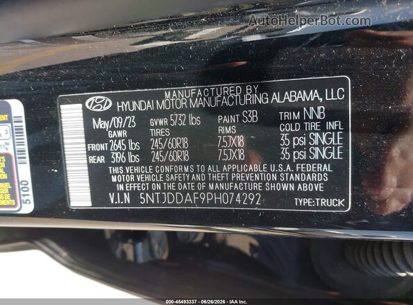 5NTJDDAF9PH074292 2023 HYUNDAI SANTA CRUZ Black Widok komory silnika