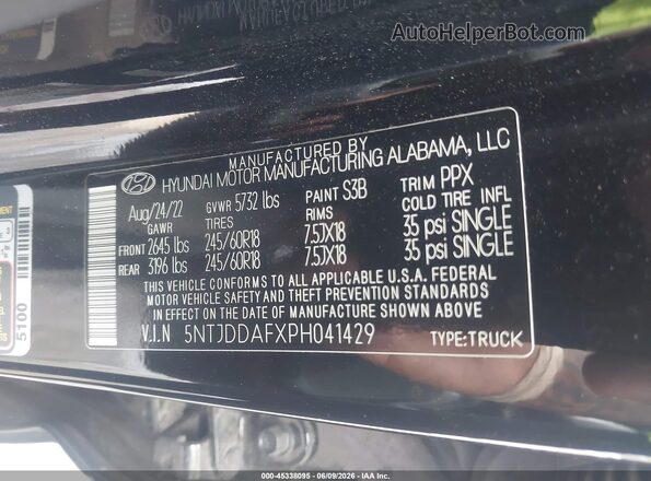 5NTJDDAFXPH041429 2023 HYUNDAI SANTA CRUZ Black 