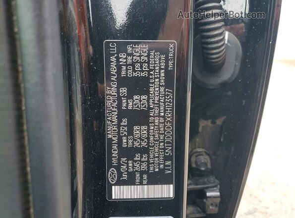 5NTJDDDFXRH123577 2024 HYUNDAI SANTA Black VIN կոդի պիտակի տեսք