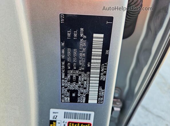 5TDAAAA64RS001799 2024 LEXUS TX Gray Вид наклейки з VIN-кодом