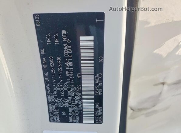 5TDAAAB57RS010325 2024 TOYOTA GRAND White VIN კოდის სტიკერის ხედი