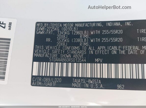 5TDAAAB60RS013544 2024 LEXUS TX Белый Вид подкапотного пространства