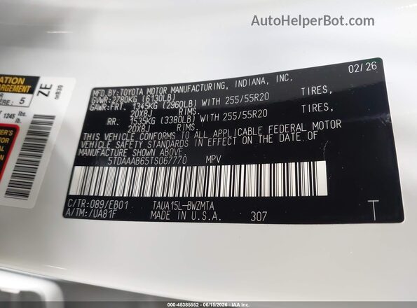 5TDAAAB65TS067770 2026 LEXUS TX 350 White Vista del compartimento del motor