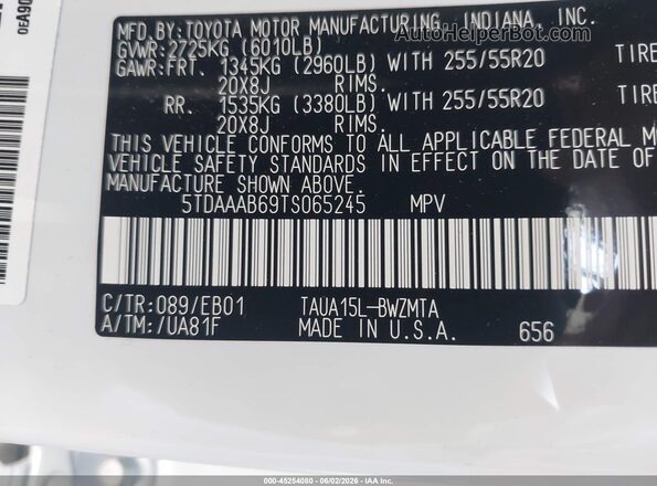 5TDAAAB69TS065245 2026 LEXUS TX 350 White Widok komory silnika