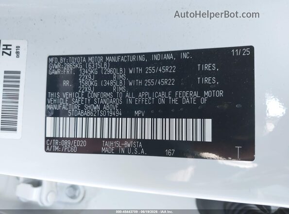 5TDABAB62TS019494 2026 LEXUS TX 500H White 