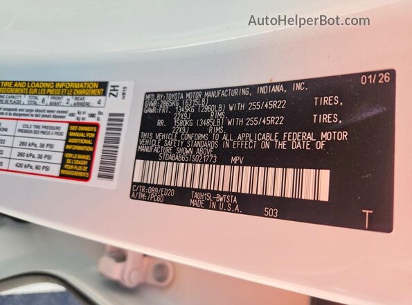 5TDABAB65TS021773 2026 LEXUS TX White Vista interior de 360 grados