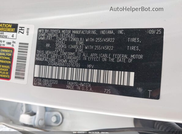5TDABAB66TS016789 2026 LEXUS TX 500H White Շարժիչի բաժամունքի տեսք