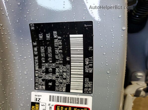 5TDACAB50SS053968 2025 TOYOTA GRAND Gray VIN կոդի պիտակի տեսք