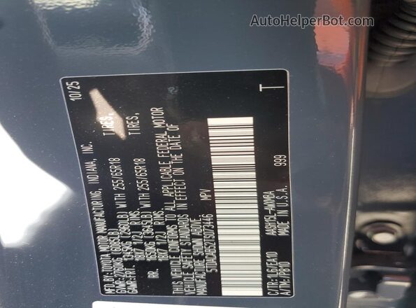 5TDACAB52TS073446 2026 TOYOTA GRAND Gray VIN კოდის სტიკერის ხედი