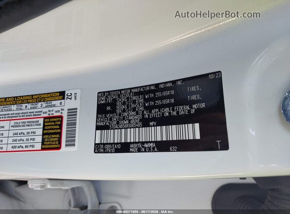 5TDACAB56RS005465 2024 TOYOTA GRAND HIGHLANDER Белый Вид подкапотного пространства