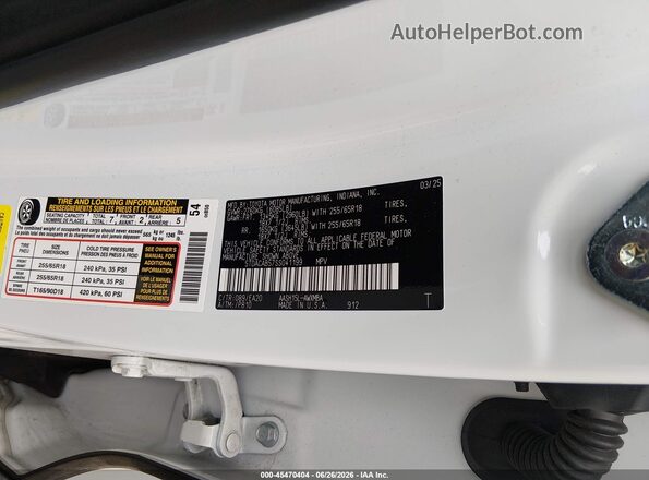 5TDACAB57SS041199 2025 TOYOTA GRAND HIGHLANDER White Engine compartment view