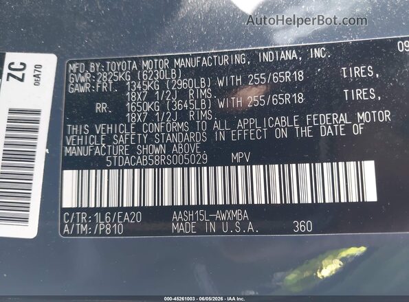 5TDACAB58RS005029 2024 TOYOTA GRAND HIGHLANDER Gray Widok komory silnika
