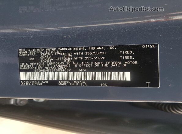 5TDADAB55TS034637 2026 TOYOTA GRAND Синий Панорамный вид салона 360°