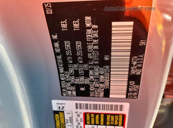 5TDADAB58SS012548 2025 TOYOTA GRAND Gray 360 interior view
