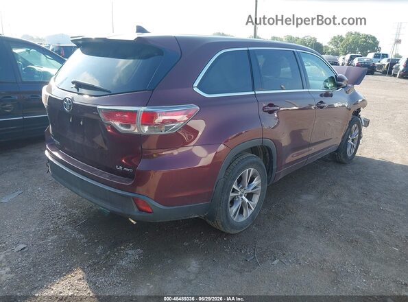 5TDBKRFH1GS305891 2016 TOYOTA HIGHLANDER Темно-бордовый Задняя правая четверть