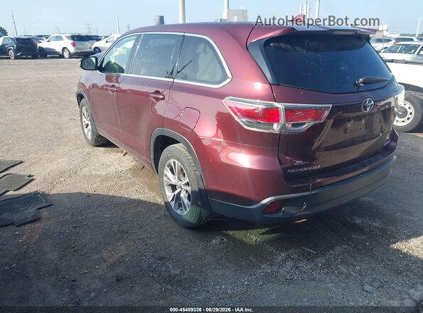 5TDBKRFH1GS305891 2016 TOYOTA HIGHLANDER Темно-бордовый Задняя левая четверть