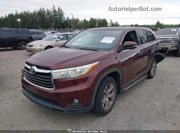 5TDBKRFH7GS264361 2016 TOYOTA HIGHLANDER Темно-бордовый Передняя левая четверть
