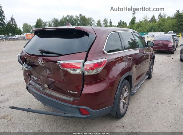 5TDBKRFH7GS264361 2016 TOYOTA HIGHLANDER Темно-бордовый Задняя правая четверть