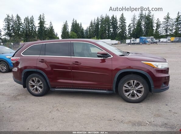5TDBKRFH7GS264361 2016 TOYOTA HIGHLANDER Темно-бордовый Вид задней части салона
