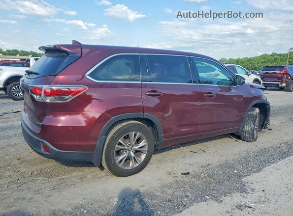 5TDBKRFH9GS337679 2016 TOYOTA HIGHLANDER Burgundy Trasero derecho