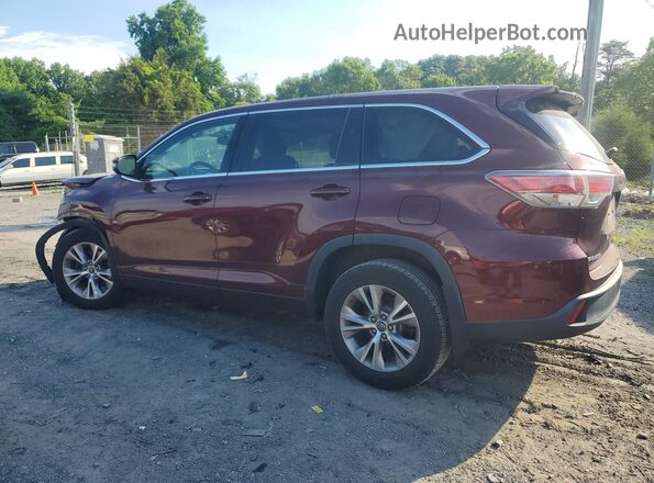 5TDBKRFH9GS337679 2016 TOYOTA HIGHLANDER Burgundy Trasero izquierdo