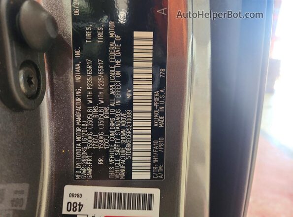 5TDBRKEC6RS210089 2024 TOYOTA SIENNA Серый 