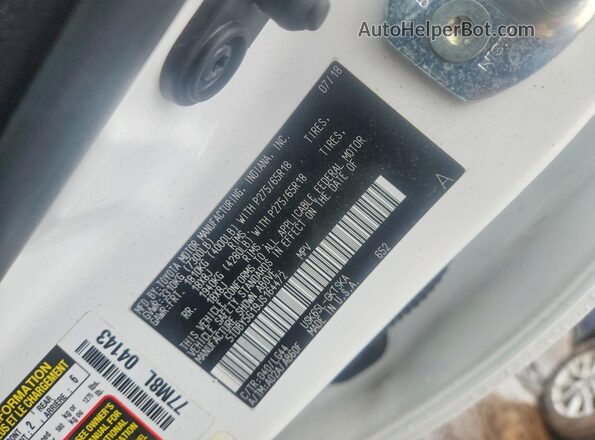 5TDBY5G19JS164472 2018 TOYOTA SEQUOIA White VIN sticker view