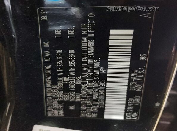 5TDBZRBH3MS149835 2021 TOYOTA HIGHLANDER Black Widok naklejki z numerem VIN