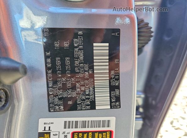 5TDBZRBH8MS070760 2021 TOYOTA HIGHLANDER Silver VIN sticker view