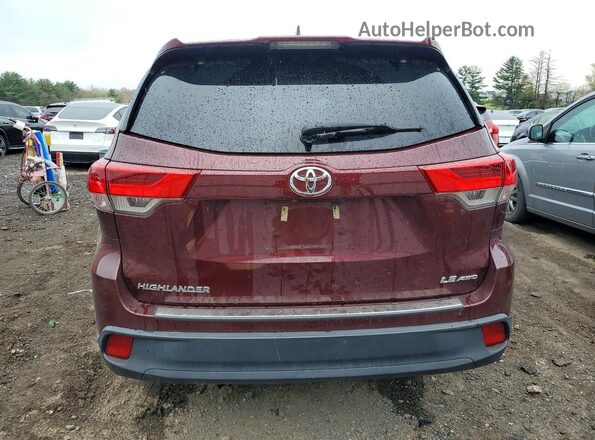 5TDBZRFH1KS736090 2019 TOYOTA HIGHLANDER Maroon Вид ззаду