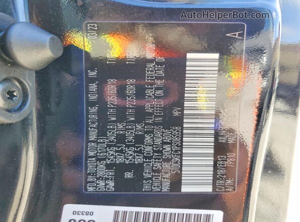 5TDCSKFC1PS085958 2023 TOYOTA SIENNA Черный Вид наклейки с VIN-кодом
