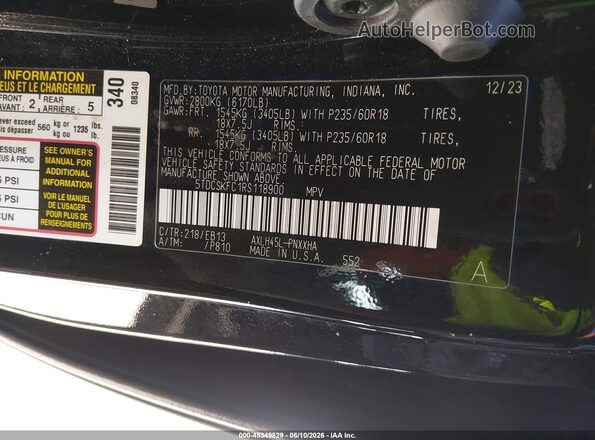 5TDCSKFC1RS118900 2024 TOYOTA SIENNA Black ძრავის განყოფილების ხედი