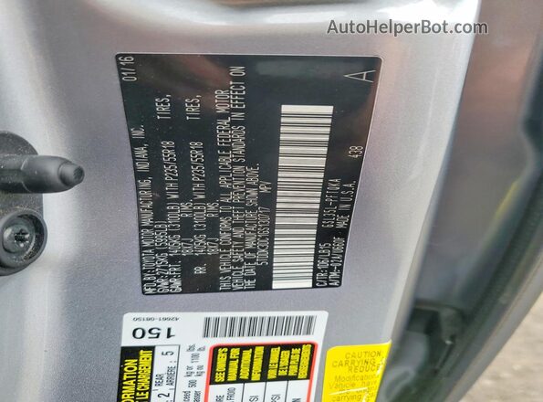 5TDDK3DC1GS130717 2016 TOYOTA SIENNA Silver Vista de la etiqueta del VIN