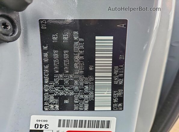 5TDDSKFC0SS171081 2025 TOYOTA SIENNA Gray Widok naklejki z numerem VIN
