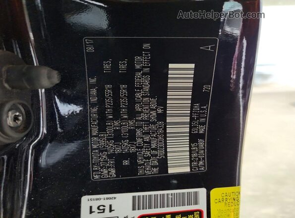 5TDDZ3DC0HS184328 2017 TOYOTA SIENNA Black VIN sticker view