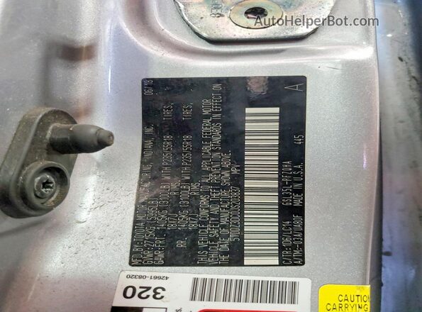 5TDDZ3DC0JS203837 2018 TOYOTA SIENNA Серебряный Вид наклейки с VIN-кодом