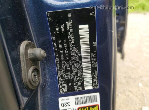 5TDDZ3DC6LS242788 2020 TOYOTA SIENNA Blue VIN կոդի պիտակի տեսք